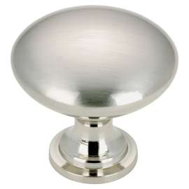 Richelieu DP9041195 Cabinet Knob, 1-3/32 in Projection, Metal, Brushed Nickel