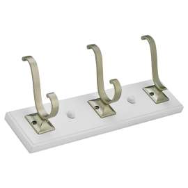 Richelieu T39251184 Transitional Hook Rack, 10 kg, 3-Hook, Metal/Wood, Matte Nickel
