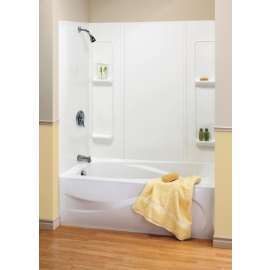 MAAX Elan 101593-000-129000 Bathtub Wall Kit, 59 in H, 60-1/2 in W, Polystyrene, White, Glue Up Installation