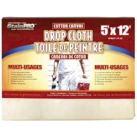 Fonora Textile StainPRO Professional 751 Drop Cloth, 5 ft L, 12 ft W, Cotton Canvas, Natural