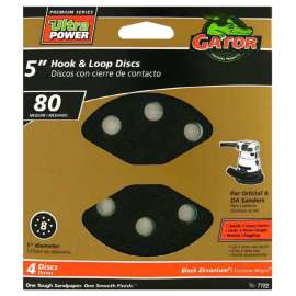 Gator 7722 Sanding Disc, 5 in Dia, 80 Grit, Medium, Zirconium Oxide Abrasive, Vented