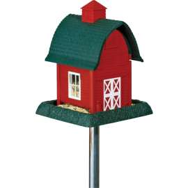North States 9081 Wild Bird Feeder, Barn, 5 lb, Plastic, Red, 13-1/4 in H, Pole Mounting