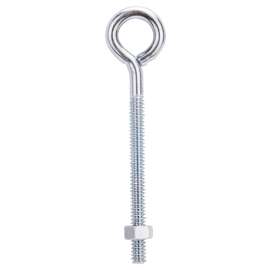 ProSource LR268 Eye Bolt, 4.7 mm Thread, Machine Thread, 2 in L Thread, 3/4 in Dia Eye, 79 lb Working Load, Steel, Zinc