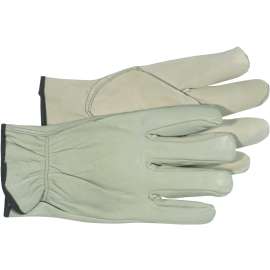 BOSS 4068M Driver Gloves, M, Keystone Thumb, Open, Shirred Elastic Back Cuff, Leather, Natural