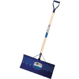 GARANT YAP24DRU Snow Pusher, 24 in W Blade, Aluminum Blade, Wood Handle, D-Shaped Handle, 42 in L Handle, Blue