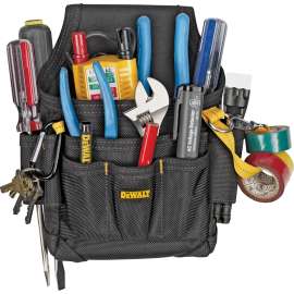 CLC DG5103 Electrician's Pouch, 5-Pocket, Ballistic Poly Fabric, Black/Yellow, 7-1/2 in W, 11-1/8 in H, 3 in D