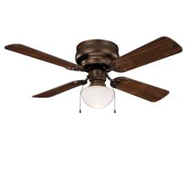 Boston Harbor Ceiling Fan, 4-Blade, Venetian Bronze Housing, 42 in Sweep, MDF Blade, 3-Speed