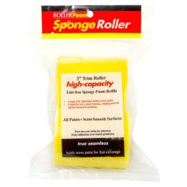 RollerLite 3YF075D Roller Cover, 3/4 in Thick Nap, 3 in L, Foam Cover, Yellow