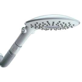 Waterpik CF-201E Shower Head, Round, 1.8 gpm, 1/2 in Connection, 2-Spray Function, Plastic, Gloss, 7-1/2 in Dia