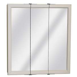 Zenith W30 Medicine Cabinet, 25-3/4 in OAW, 4-1/2 in OAD, 29-5/8 in OAH, Steel, White, 2 -Shelf