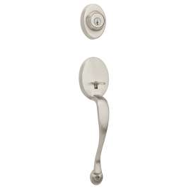 Weiser Augusta x Huntington Series 9GA94710-006 Handleset, 2 Grade, Satin Nickel, 2-3/8 to 2-3/4 in Backset, Residential