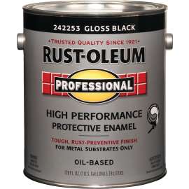 RUST-OLEUM PROFESSIONAL 242253 Protective Enamel, Gloss, Black, 1 gal Can