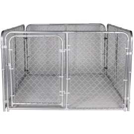 Stephens Pipe & Steel Silver DKS16084 Dog Kennel, 6 ft OAL, 8 ft OAW, 4 ft OAH, Steel, Galvanized