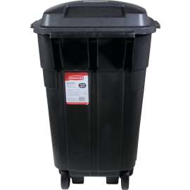 Rubbermaid Roughneck FG289804BLA Wheeled Trash Can, 34 gal Capacity, Resin, Black, Detached Lid Closure