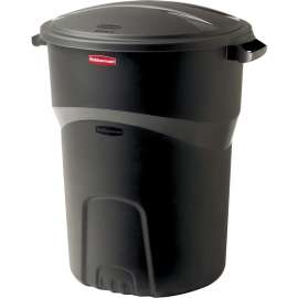 Rubbermaid 1793963 Refuse Container, 32 gal Capacity, Plastic, Black, Friction Lid Closure