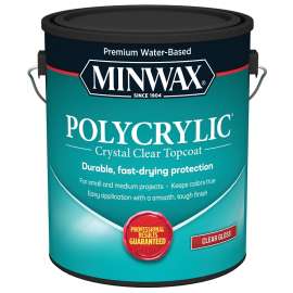 Minwax Polycrylic 15555000 Protective Finish Paint, Gloss, Liquid, Crystal Clear, 1 gal, Can