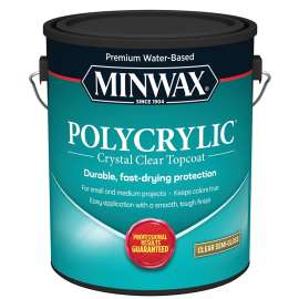 Minwax Polycrylic 14444000 Protective Finish Paint, Semi-Gloss, Liquid, Crystal Clear, 1 gal, Can