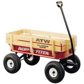 RADIO FLYER 32Z Terrain Wagon, 200 lb Capacity, Steel/Wood, Red, Pneumatic Wheel