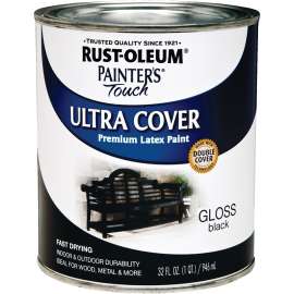 RUST-OLEUM PAINTER'S Touch 1979502 Brush-On Paint, Gloss, Black, 1 qt Can