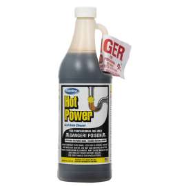 ComStar Hot Power 30-135 Drain Cleaner, Liquid, Amber, Sharp, 1 qt Bottle