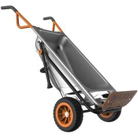 WORX WG050 Yard Cart, 300 lb, Metal Deck, 2-Wheel, 10 in Wheel, Flat-Free Wheel, Comfort-Grip Handle