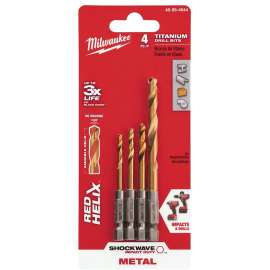 Milwaukee 48-89-4644 Drill Bit Set, 4-Piece, Titanium