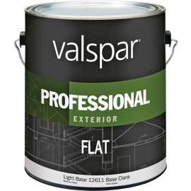 Valspar 045.0012611.007 Exterior House Paint, Flat, Light Base, 1 gal