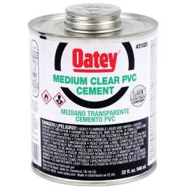 Oatey 31020 Solvent Cement, 32 oz Can, Liquid, Clear