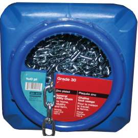 Ben-Mor 51000 Proof Coil Chain, 100 ft L, 30 Grade, Carbon Steel, Zinc