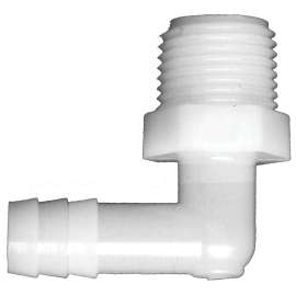 Fairview 539-8DP 90 deg Elbow, 1/2 in, Hose Barb, 1/2 in, MPT, 250 psi Pressure, Nylon