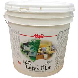 Majic Paints 8-0802-6 Interior/Exterior House Paint, Flat, White, 2 gal Pail