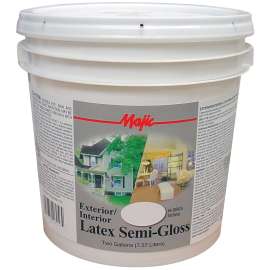 Majic Paints 8-0805-6 Interior/Exterior House Paint, Semi-Gloss, White, 2 gal Pail
