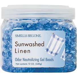 SMELLS BEGONE 52012 Odor Neutralizing Gel, 12 oz Jar, Sunwashed Linen, 450 sq-ft Coverage Area