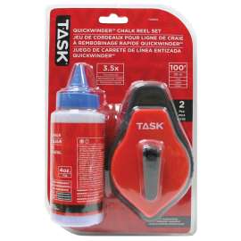 Task Quickwinder Plus Series T26015 Chalk Reel Set, 100 ft L Line