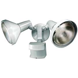 Heath Zenith Dualbrite Series HZ-5318-WH Motion Activated Security Light, 120 V, 300 W, 2-Lamp, Halogen Lamp