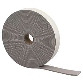 M-D 02352 Foam Tape, 1-1/4 in W, 30 ft L, 3/16 in Thick, PVC, Gray