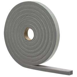 M-D 02279 Foam Tape, 1/2 in W, 17 ft L, 1/4 in Thick, PVC, Gray