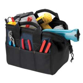 Kuny's Tool Works Series SW798 Standard Tool Bag, 8-1/2 in W, 12 in D, 8 in H, 23-Pocket, Polyester, Black