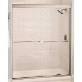 MAAX Aura 135665-900-305-00 Shower Door, Clear Glass, Tempered Glass, Semi Frame, 2-Panel, Glass, 1/4 in Glass