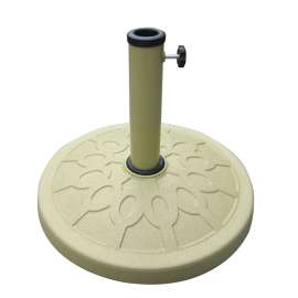 Seasonal Trends 69329 Umbrella Base, 17-1/2 in Dia, 13 in H, Round, Resin/Steel/Plastic, Sandstone