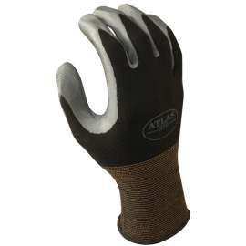 ATLAS 370BL-08.RT High-Flexibility Protective Gloves, L, Knit Wrist Cuff, Nitrile Glove, Black/Gray