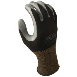 ATLAS 370BXL-09.RT High-Flexibility Protective Gloves, XL, Knit Wrist Cuff, Nitrile Glove, Black/Gray