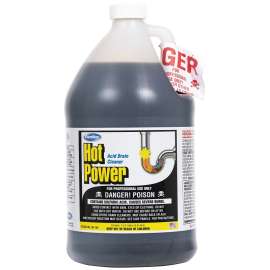 ComStar Hot Power 30-145 Drain Cleaner, Liquid, Amber, Sharp, 1 gal Bottle