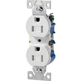 Eaton Wiring Devices TR270W Duplex Receptacle, 2 -Pole, 15 A, 125 V, Push, Side Wiring, NEMA: 5-15R, White