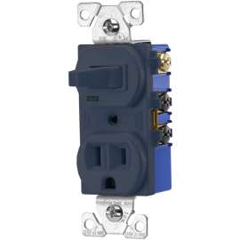 Eaton Cooper Wiring TR274B Combination Switch/Receptacle, 2 -Pole, 15 A, 120 V Switch, 125 V Receptacle, Brown
