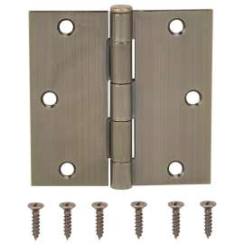 ProSource 20338ABX Square Corner Door Hinge, Steel, Antique Brass, Loose Pin, 180 deg Range of Motion