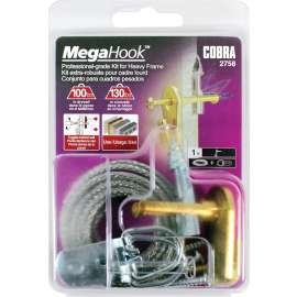 Cobra Anchors Mega Hook 2758 Picture Hook, 100 lb, Zinc, Brass