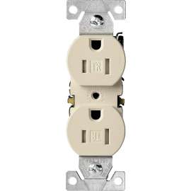 Eaton Wiring Devices TR270V Duplex Receptacle, 2 -Pole, 15 A, 125 V, Push, Side Wiring, NEMA: 5-15R, Ivory