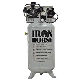 IRON HORSE IHD7180V1 Air Compressor, 80 gal Tank, 7 hp, 208/230 V, 90 psi Pressure, 1-Stage, 16.5 cfm Air
