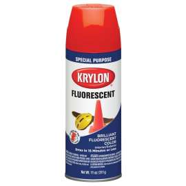 Krylon K03101007 Fluorescent Paint, Gloss, Orange/Red, 11 oz, Can